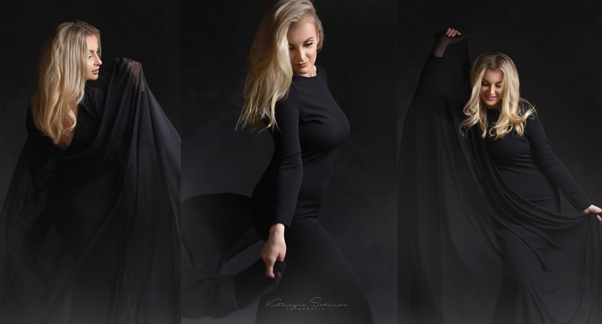 fotografia kobiety w czarnej długiej sukni